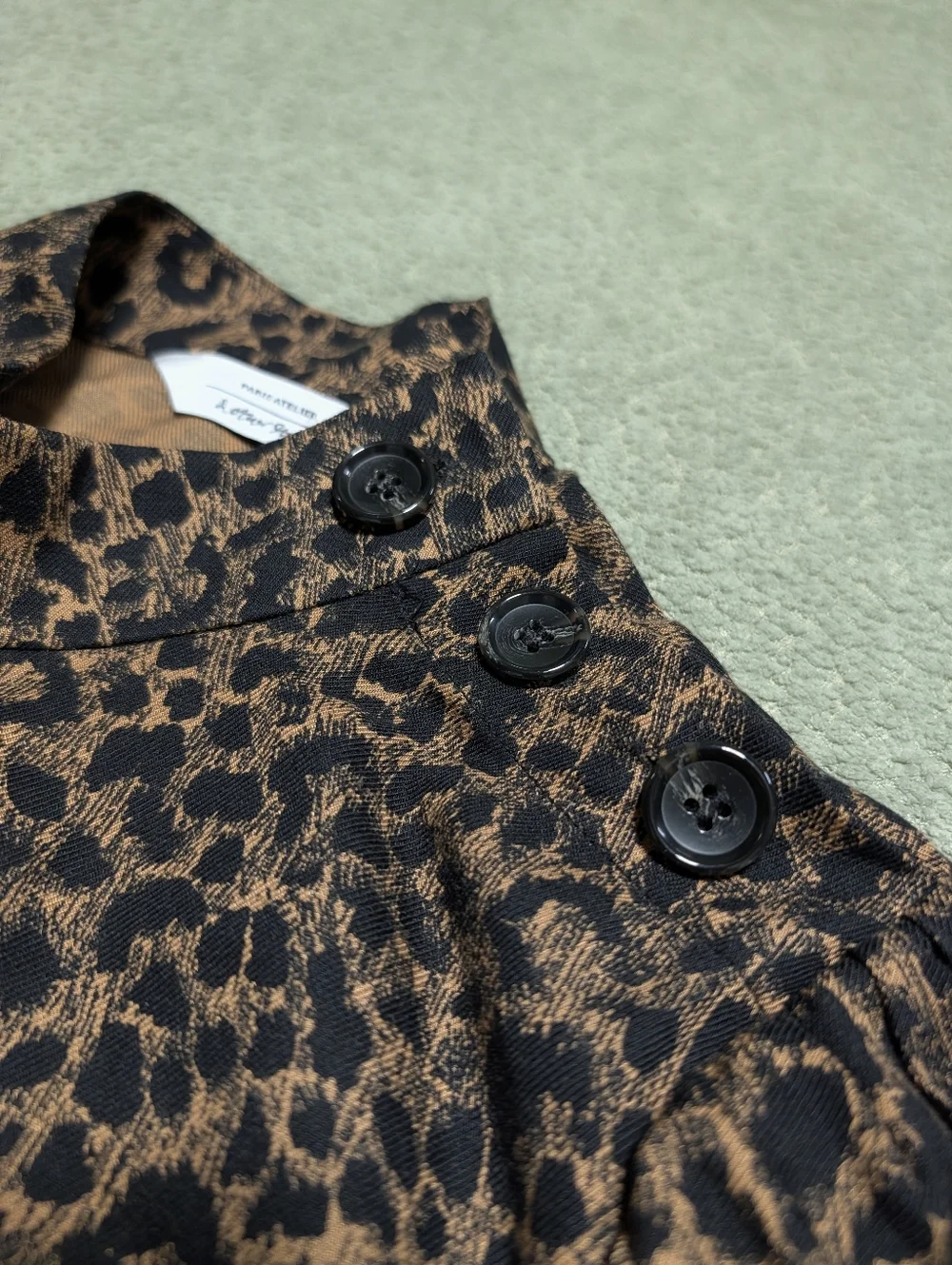 & Other Stories Leopard Print Mini Dress Size 4 Puff Sleeve High Neck - Picture 11 of 14